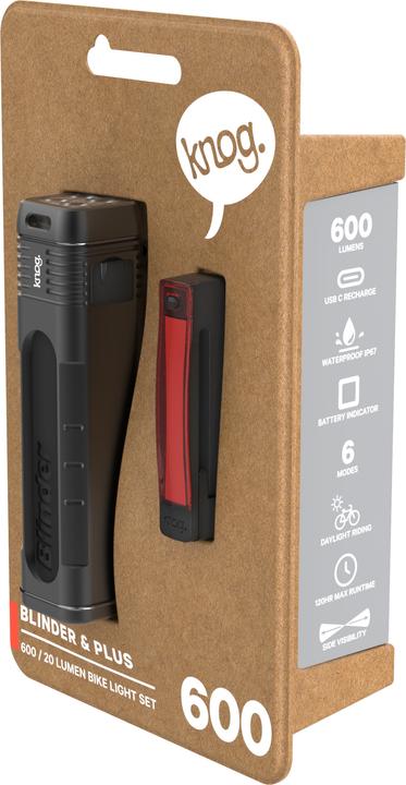 Actual product image knog. Blinder 600 & Plus Rear (600 lm, 20 lm)