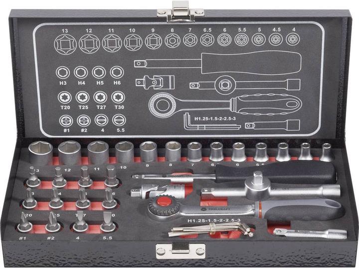 Produktbild Toolcraft Steckschlüsselsatz 6.3 mm (1/4”) 36tlg (6.3 mm)