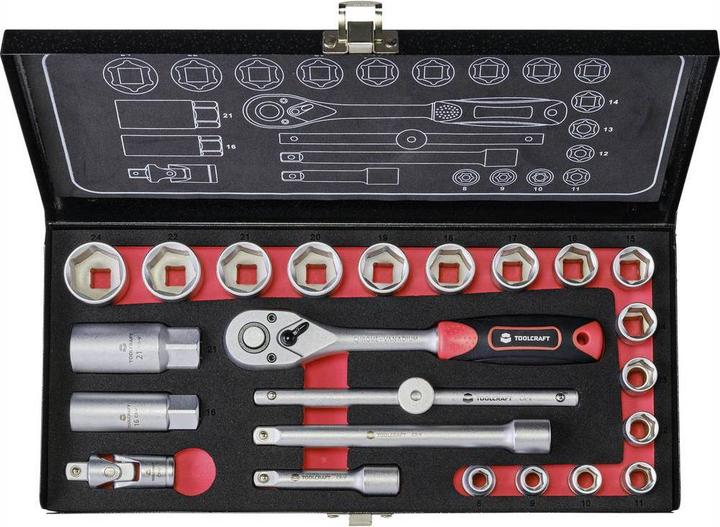 Toolcraft Steckschlüsselsatz 10 mm (3/8”) 23tlg (3/8")
