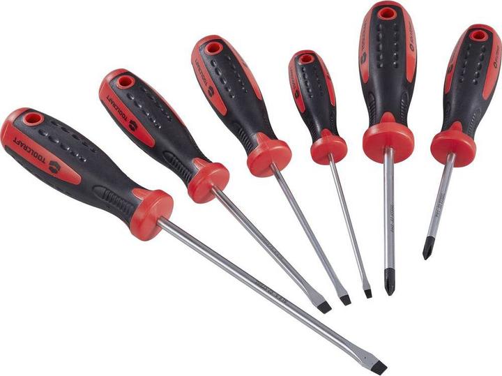 Toolcraft Jeu de tournevis d'atelier 6 pièces à fente/à empreinte cruciforme PH (Vis fendues, Recouvrement cruciforme Phillipps (PH))