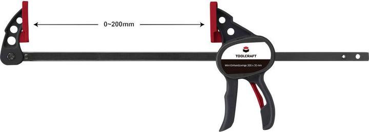 Produktbild Toolcraft Mini-Einhandzwinge 200 X 35 mm 250 Nm (200 mm)