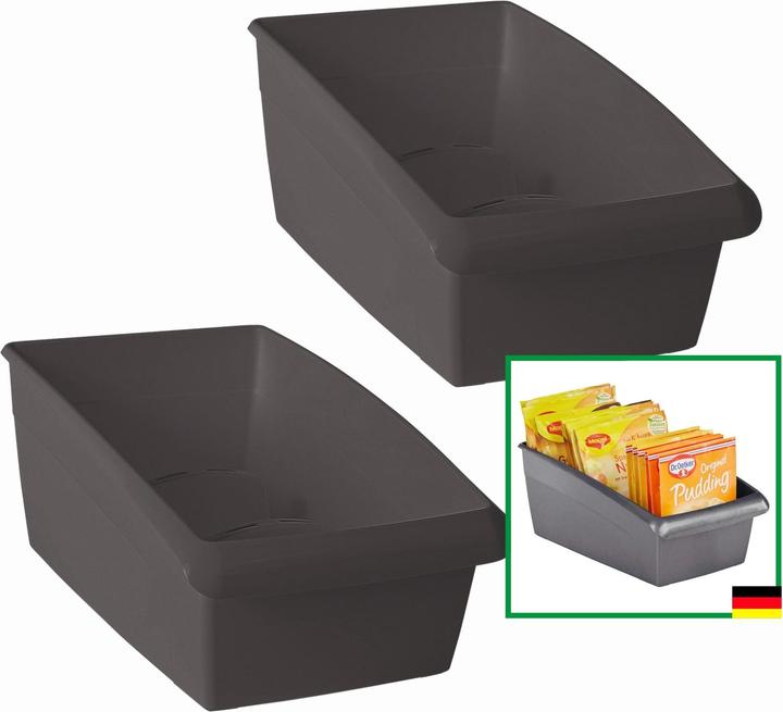 Produktbild Novaliv Suppentütenbox klein 2er Set Schubladen Organizer Küche - 25 x 12 cm ANTHRAZIT GRAU