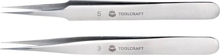 Toolcraft Stainless Steel Tweezers Set 120mm Set of 2