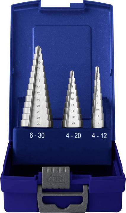 Produktbild Toolcraft 3-teiliger HSS-Stufenbohrersatz, 4-12 mm, 4-20 mm, 6-30 mm (12 mm, 30 mm, 20 mm)