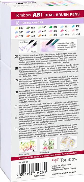 Produktbild Tombow ABT Dual Brush Pen (Pastellkombi, 18 x)