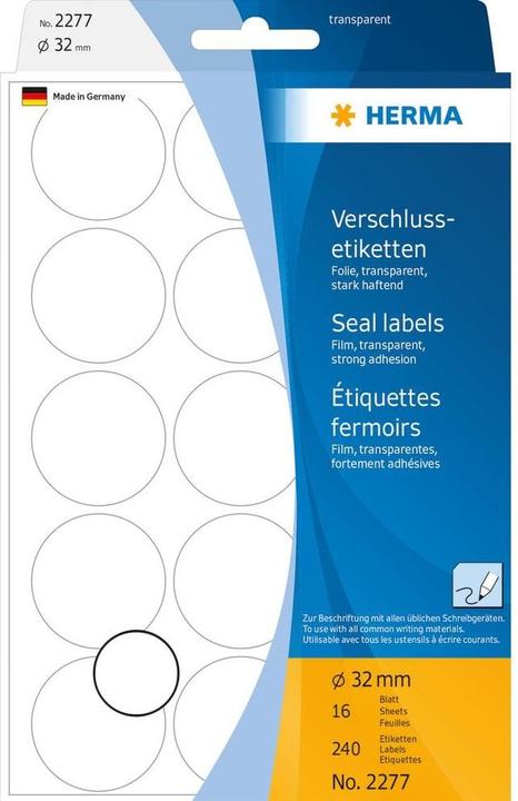 Actual product image HERMA Closure labels