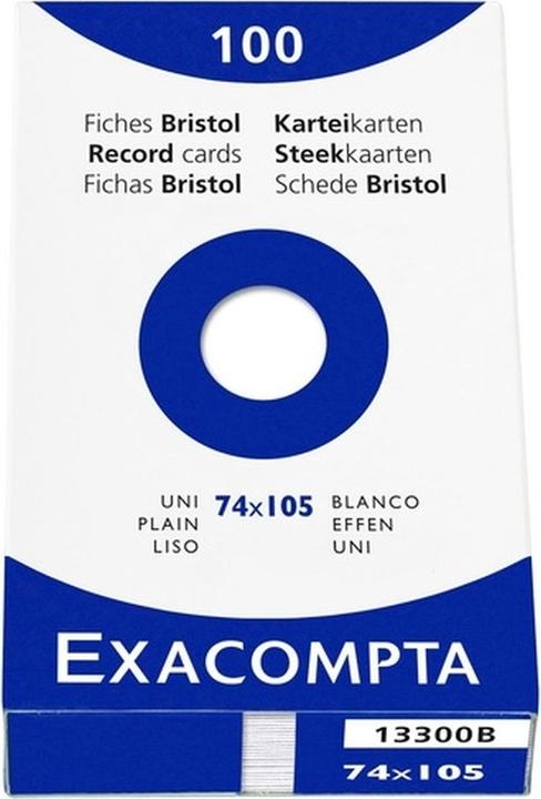 Exacompta Index cards A7, blank (A7, 205 g/m², 100 x)