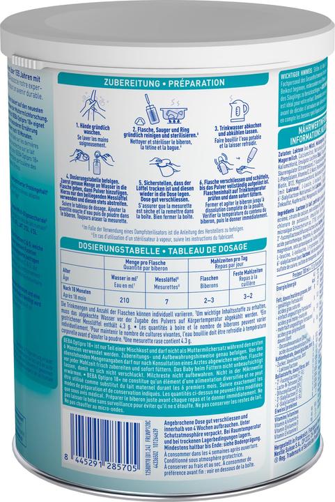 Nährwerte und Zutaten Beba Optipro Junior 18+ (800 g, ab 18 Monaten)