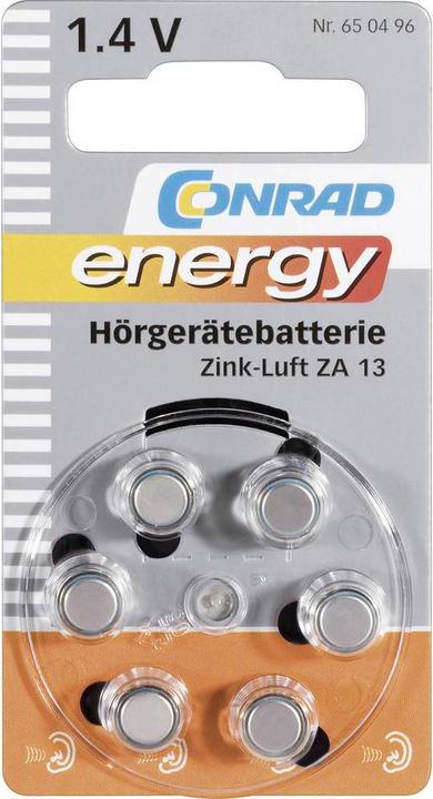 Image du produit Conrad energy Piles pour appareils auditifs ZA13 (6 pcs, ZA13 GP, 280 mAh)