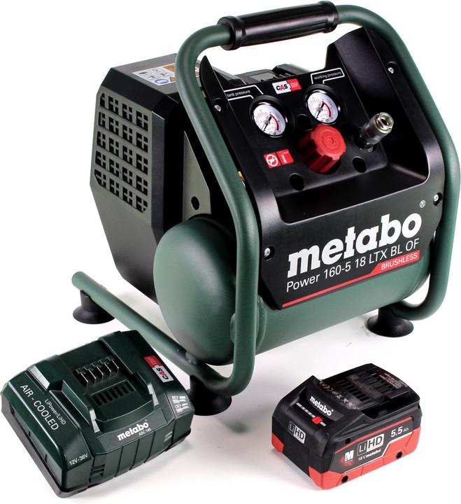 Produktbild Metabo Power 160-5 18 LTX BL OF Akku Kompressor 18 V 8,0 bar Brushless + 1x LiHD Akkupack 5,5 Ah + (8 Bar, 5 l)