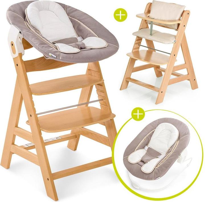 Produktbild Hauck Hochstühle Alpha Plus Natur Newborn Set - 4-tlg. Hochstuhl (Hochstuhl)