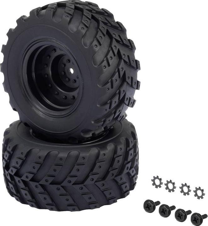 Produktbild Reely 1:10 XS Monstertruck Kompletträder V-Block Hotlander Schwarz 2 St.