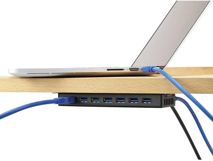 Produktbild Renkforce 7 Port USB 3 Hub Metall mit Netzteil (USB-A, 7 Ports)