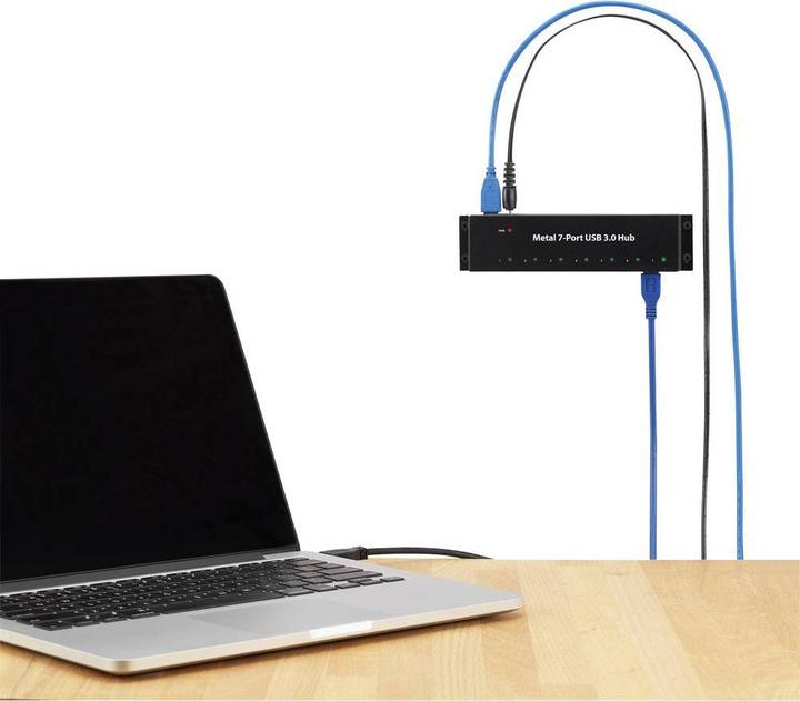 Produktbild Renkforce 7 Port USB 3 Hub Metall mit Netzteil (USB-A, 7 Ports)