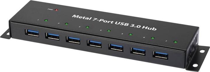 Produktbild Renkforce 7 Port USB 3 Hub Metall mit Netzteil (USB-A, 7 Ports)