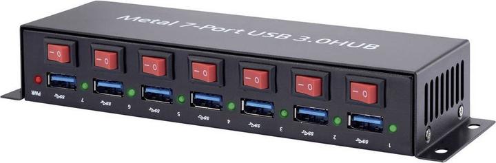 Image du produit Renkforce Hub 7 ports USB 3 métal, commutable (USB-B, 7 Ports)