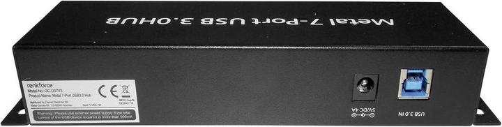 Image du produit Renkforce Hub 7 ports USB 3 métal, commutable (USB-B, 7 Ports)