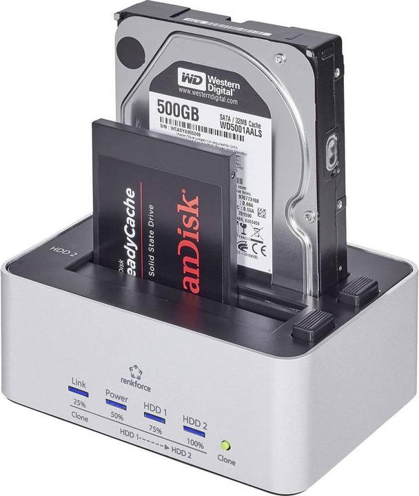 Renkforce USB 3 SATA Festplatten-Dockingstation mit Clone-Funktion