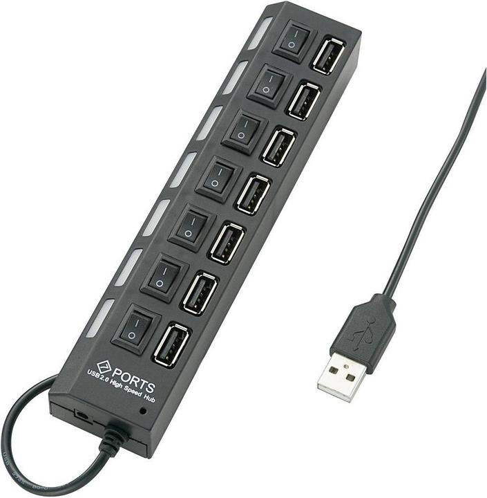 Produktbild Renkforce 7 Port USB 2 Hub, schaltbar (USB-A, 7 Ports)
