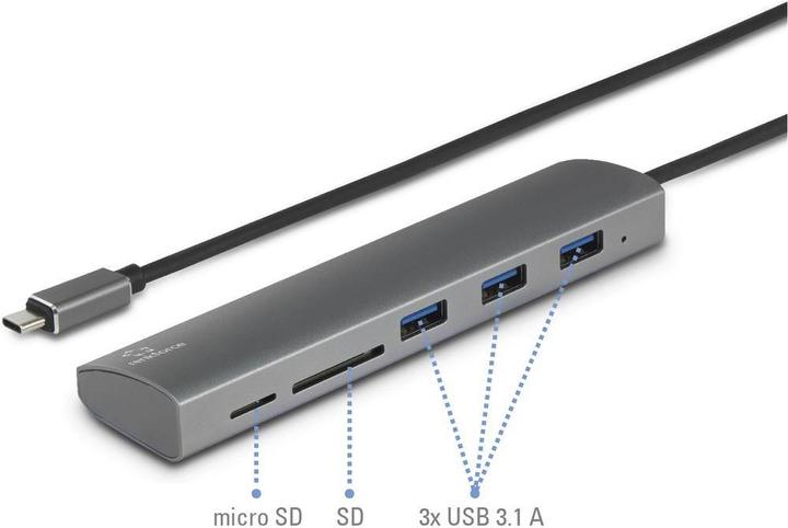 Actual product image Renkforce 3+2 Port USB 3.1 (Gen 1) Hub (USB-C, 3 Ports)
