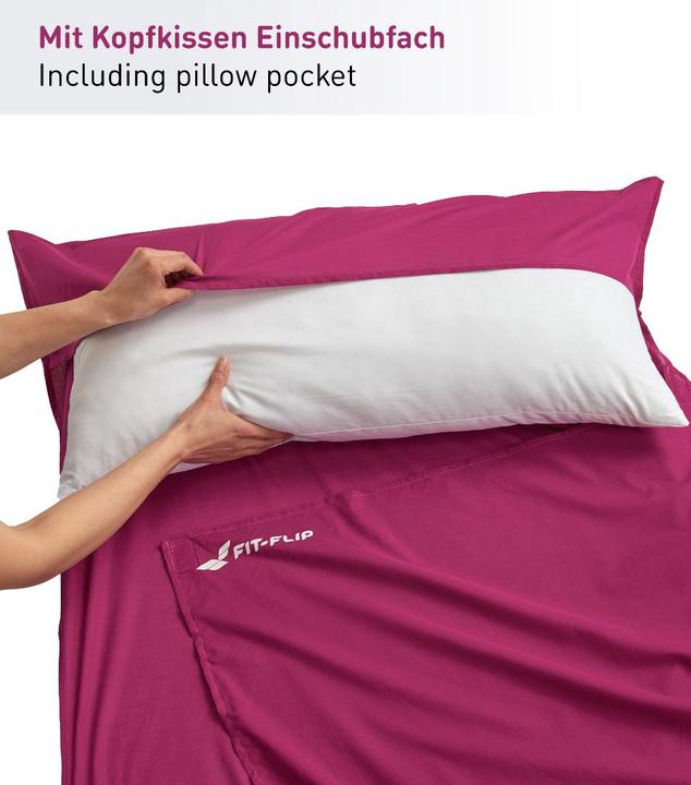 Immagine prodotto Fit-Flip Hüttenschlafsack Baumwolle ultraleicht mit Kissenfach 90x220cm (220 cm)