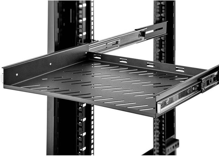 Renkforce 48.3 cm (19"³) Tablette d'appareillage avec fentes d'aération, Extensible : 350 - 550 mm, 1 UH
