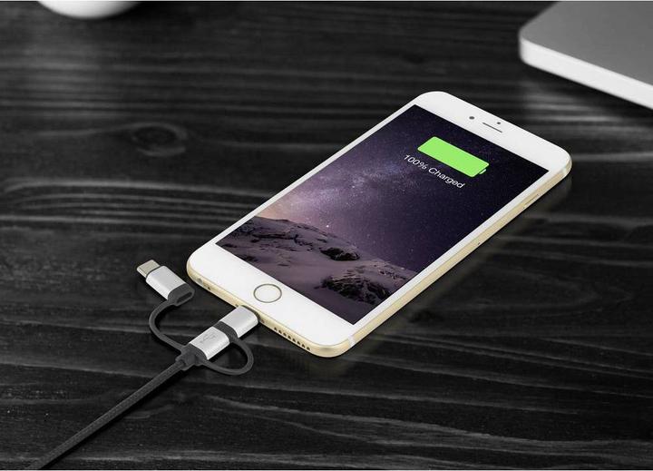 Image du produit Renkforce Câble de charge et de synchronisation 3 en 1 Micro-USB/Lightning/USB-C 1.5 m (1.50 m, USB 2.0, 2.50 W)