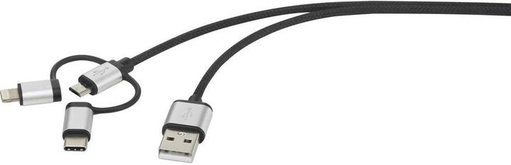 Image du produit Renkforce Câble de charge et de synchronisation 3 en 1 Micro-USB/Lightning/USB-C 1.5 m (1.50 m, USB 2.0, 2.50 W)