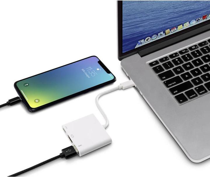 Actual product image Renkforce RF-4366444 Interface Hub USB 3.2 Gen 1 (3.1 Gen 1) Type-C White (USB-C, 3 Ports)