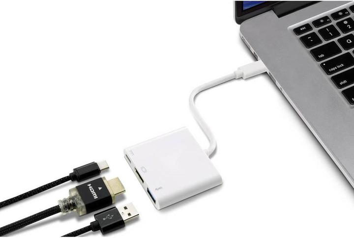 Actual product image Renkforce RF-4366444 Interface Hub USB 3.2 Gen 1 (3.1 Gen 1) Type-C White (USB-C, 3 Ports)