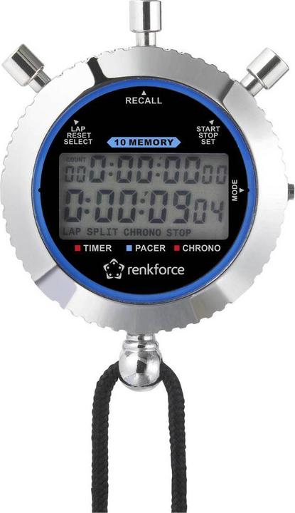 Actual product image Renkforce Stopwatch digtal 500 laps Display of 3 laps simultaneously, 1/100 precision