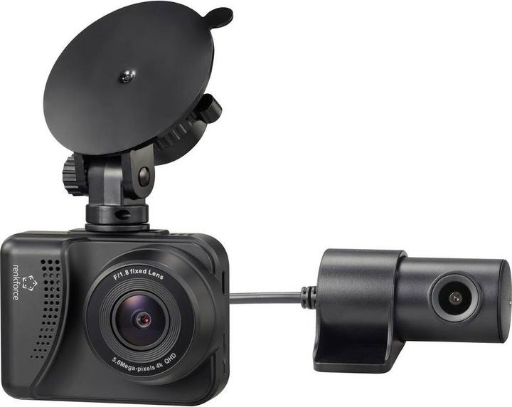 Produktbild Renkforce 4K Dashcam mit integriertem GPS, WLAN und Rückfahrkamera (Akku, WLAN, Beschleunigungssensor, GPS-Empfänger, 4K)
