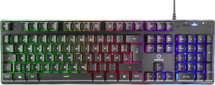 Actual product image Renkforce RF-GMK-150 USB Gaming Keyboard Backlit German, QWERTZ, Windows® Black (DE, Cable)