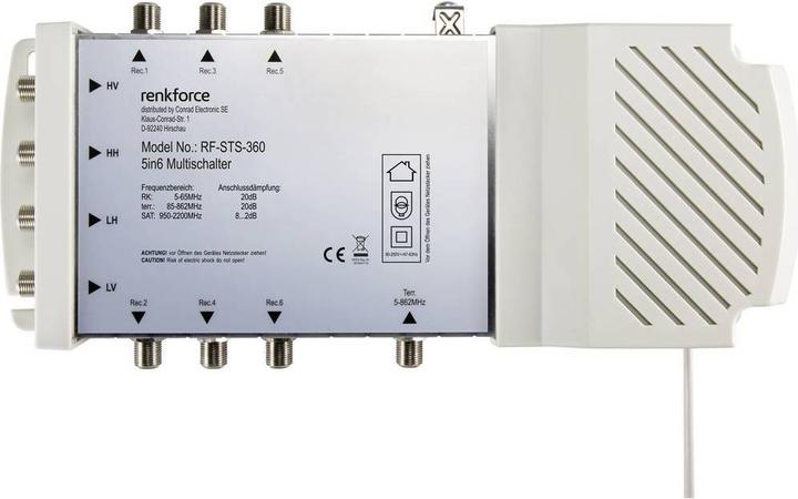 Actual product image Renkforce RF-STS-360 SAT Multischalter Eingänge (Multischalter): 5 (4 SAT/1 terrestrial) Teilnehmer-Anzahl: 6 (Multi switch)