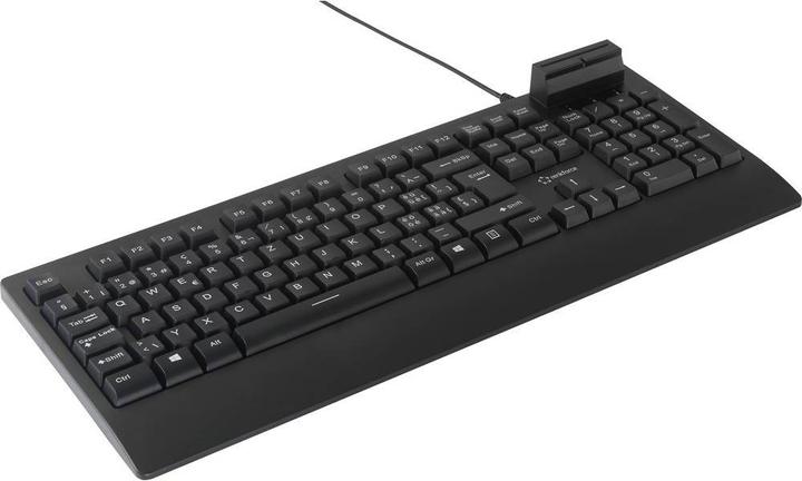 Actual product image Renkforce RF-CKB-201 USB Keyboard Switzerland, QWERTZ Black Smart Card Reader (CH, Cable)