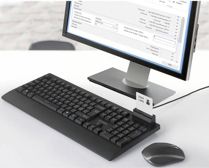 Actual product image Renkforce RF-CKB-201 USB Keyboard Switzerland, QWERTZ Black Smart Card Reader (CH, Cable)
