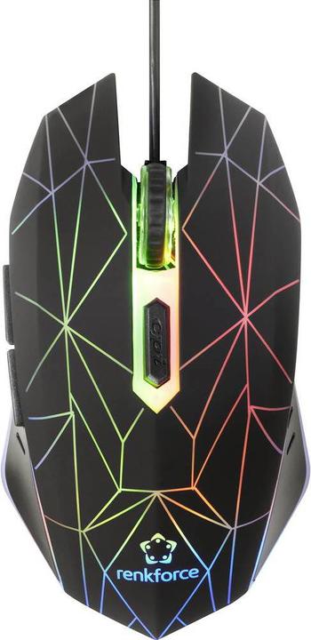 Renkforce Ergonomische kabelgebundene USB-Gaming-Maus (Kabelgebunden)