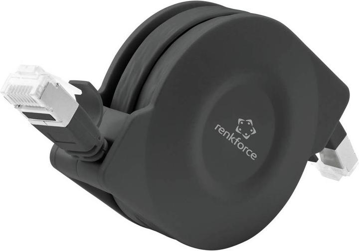 Produktbild Renkforce RJ45 Netzwerkkabel, Patchkabel CAT 6a U/FTP 1,50 m Schwarz Flache Ausführung (U/FTP, CAT6a, 1.50 m)