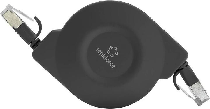 Produktbild Renkforce RJ45 Netzwerkkabel, Patchkabel CAT 6a U/FTP 1,50 m Schwarz Flache Ausführung (U/FTP, CAT6a, 1.50 m)