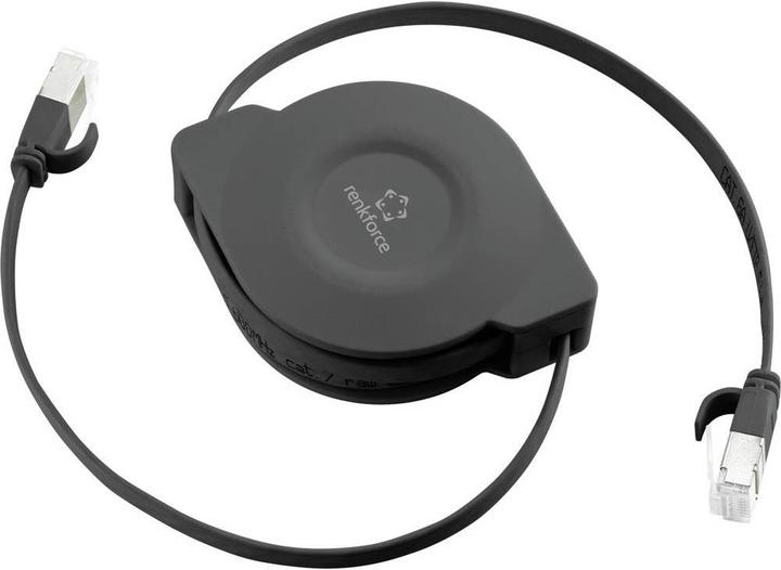 Produktbild Renkforce RJ45 Netzwerkkabel, Patchkabel CAT 6a U/FTP 1,50 m Schwarz Flache Ausführung (U/FTP, CAT6a, 1.50 m)