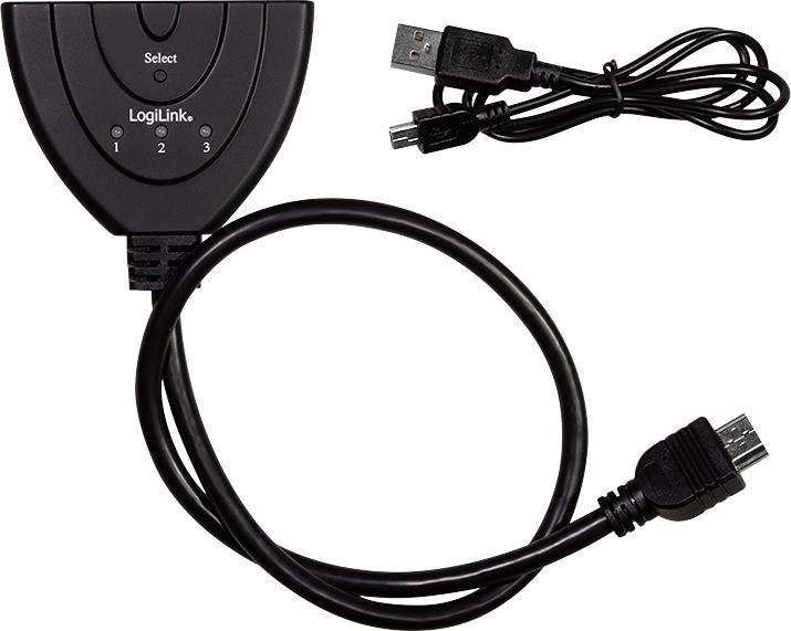 Produktbild LogiLink HD0040 HDMI Splitter 1x3/3x1-Port, 4K/30 Hz, CEC,bidirect, pigtail