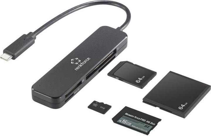 Actual product image Renkforce External USB 3.2 Gen1 (USB 3.0) Memory Card Reader USB-C (USB-C 3.2 Gen 1)