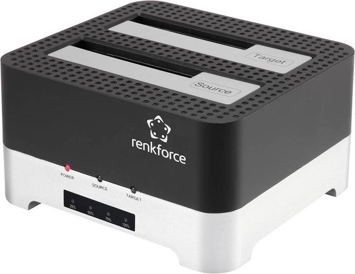 Actual product image Renkforce USB 3 SATA hard disk docking station with clone function