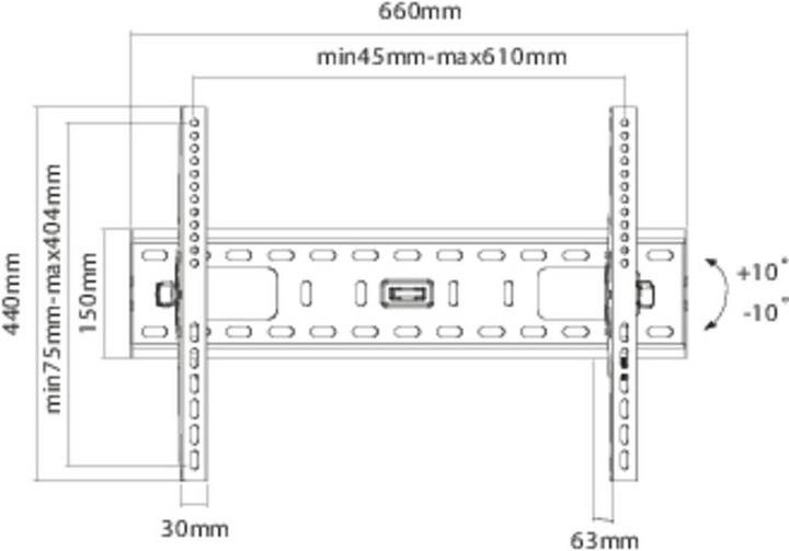 Produktbild SpeaKa Professional TV-Wandhalterung 94 cm (37”) - 178 cm (70”) Neigbar, 75 kg (Wand, 70", 75 kg)