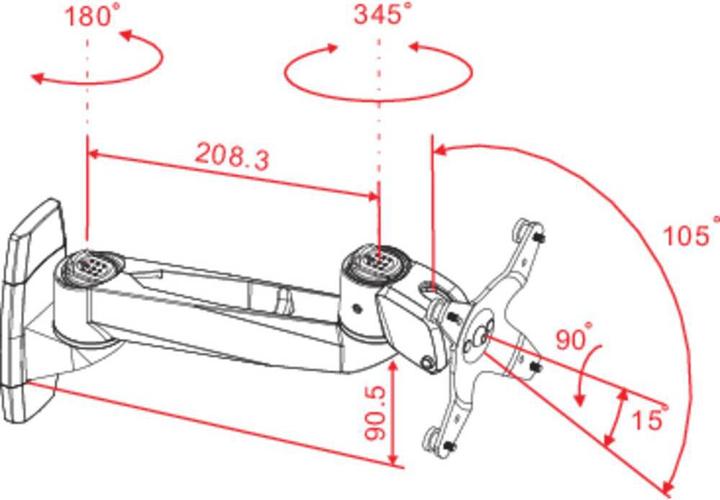 Produktbild SpeaKa Professional Swivel Monitor-Wandhalter, Neig Schwenk- und Drehbar (Wand, 30")
