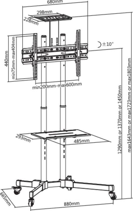 Actual product image SpeaKa Professional TV trolley 94 - 117.8 (37 - 70) Base-Line (Universal, 70", 50 kg)