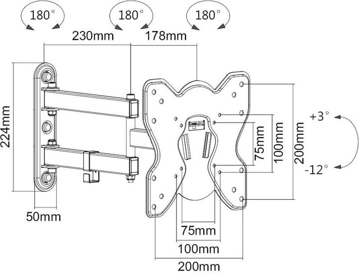 Immagine prodotto SpeaKa Professional Speaka Supporto professionale per TV a parete 58,4 cm (23") - 107 cm (42") (Muro, 42", 25 kg)