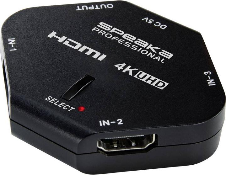 Produktbild SpeaKa Professional SP-HDS-100 3-auf-1 HDMI-Umschalter 4K HDR