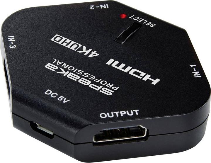 Produktbild SpeaKa Professional SP-HDS-100 3-auf-1 HDMI-Umschalter 4K HDR