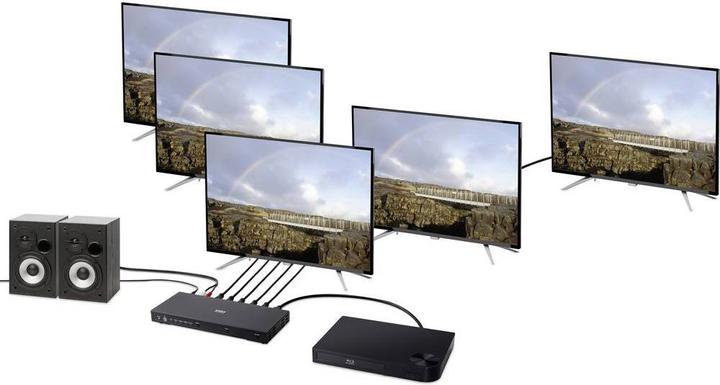 Actual product image SpeaKa Professional 1+4 port HDMI switch Ultra HD capable 3840 x 2160 pixels
